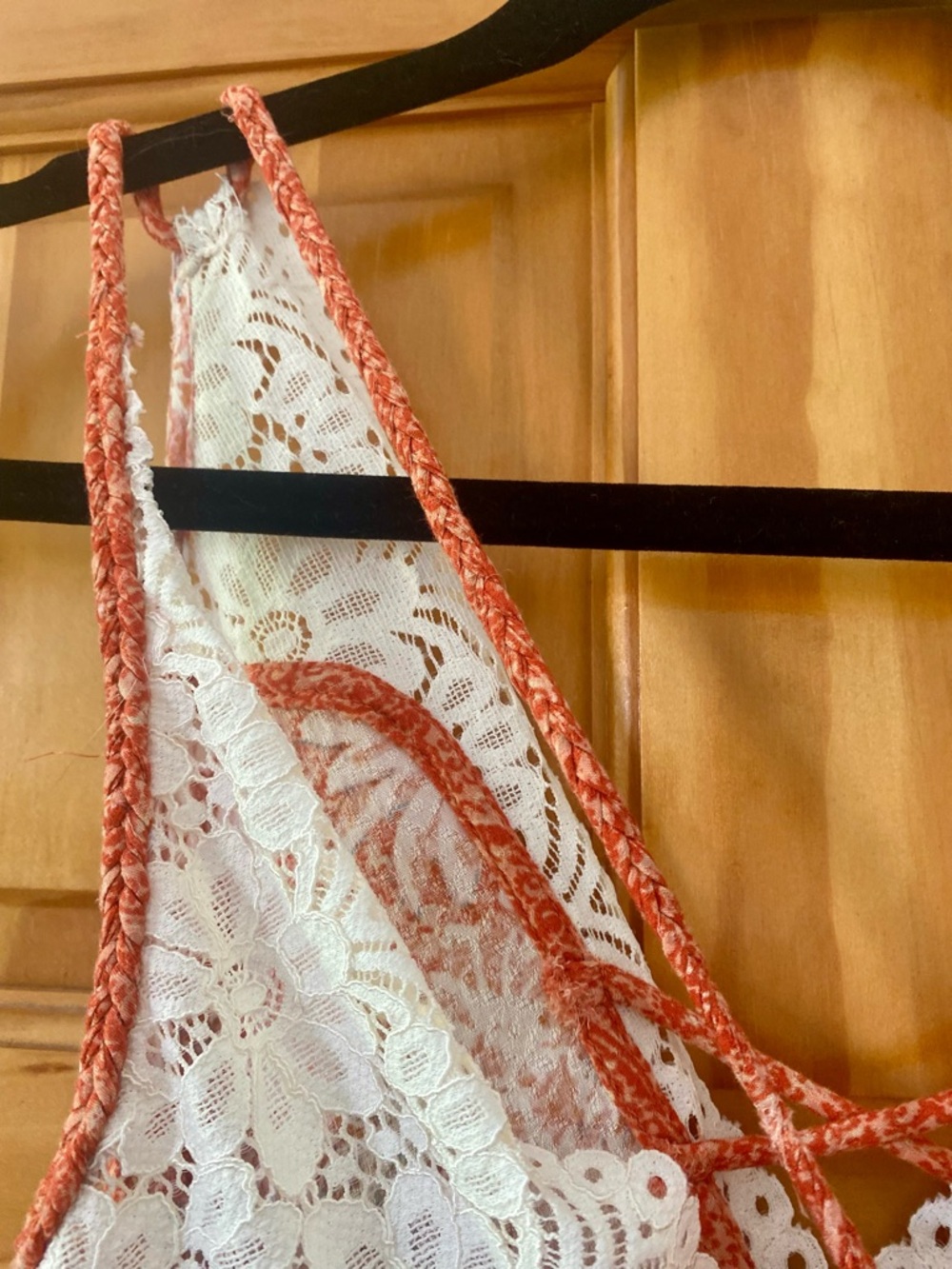 Free People Intimately Floral Lace Trim Slip Dress Orange Boho Babydoll Mini S - Picture 10 of 14